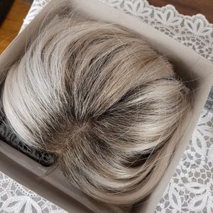 Synthetic platinum blonde hair topper and accessor